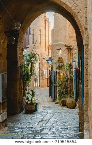 Jaffa sightseeng. Culture and history in old city. Historical israel place for tourist