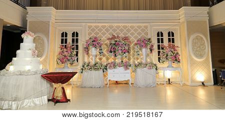 Colorful themed wedding stage decoration asian wedding