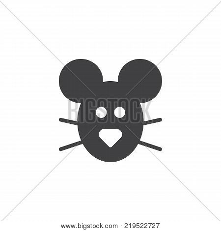 Mouse head animal icon vector, filled flat sign, solid pictogram isolated on white. Symbol, logo illustration.