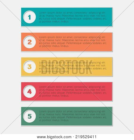 Vector number banners template for infographics. Can be used for workflow or graphic layout, diagram, graph, number options, presentation, web design. 5 steps business concept.
