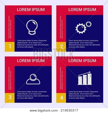 Infographics template four options with square. Can be used for workflow layout, diagram, number options, step up options, web design, presentations.