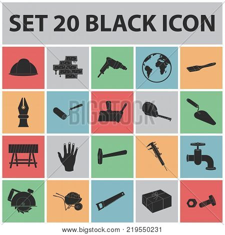 Building and architecture black icons in set collection for design. Construction and Institution vector symbol stock  illustration.