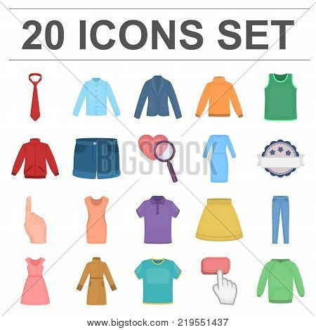 Different kinds of clothes cartoon icons in set collection for design. Clothes and style vector symbol stock  illustration.