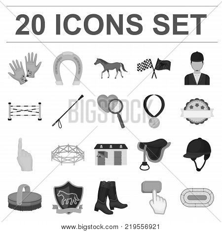 Hippodrome and horse monochrome icons in set collection for design. Horse Racing and Equipment vector symbol stock  illustration.