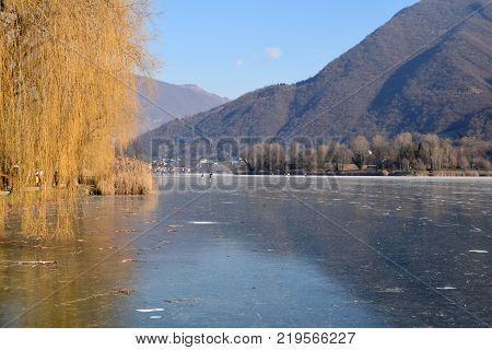 An entire lake completely frozen - Lake Endine - Bergamo - Lombardy - Italy 003