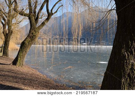 An entire lake completely frozen - Lake Endine - Bergamo - Lombardy - Italy