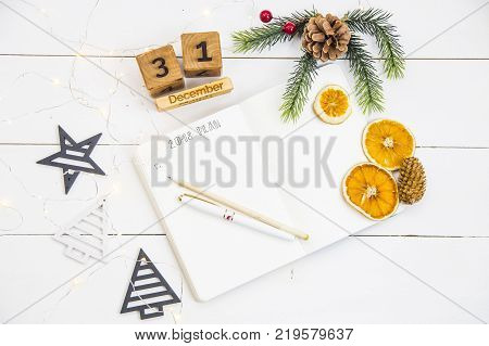 The setting of plans and goals for 2018 in the diary during the New Year holidays