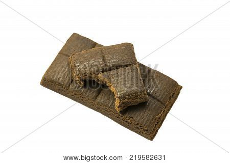 Bars of medical hematogen on a white background shot close-up