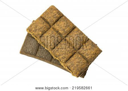 Bars of medical hematogen on a white background shot close-up