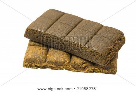 Bars of medical hematogen on a white background shot close-up