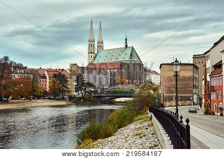 River Nysa a cathedral house in the city of Gerlitz in Germany