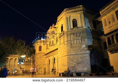 Historical Lakeside Architecture Gangaur Gate Cityscape Udaipur India