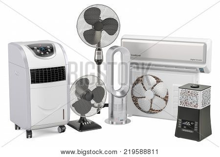 Cooling and climate electric equipment. 3D rendering isolated on white background