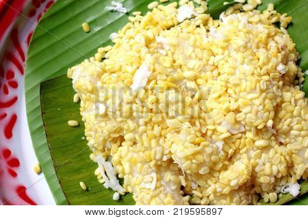 Thai Dessert Sweet Boiled Ball Covered With Grated Coconut