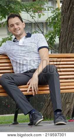 Sitting Unshaven Male