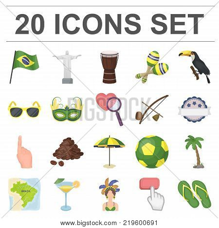 Country Brazil cartoon icons in set collection for design. Travel and attractions Brazil vector symbol stock  illustration.