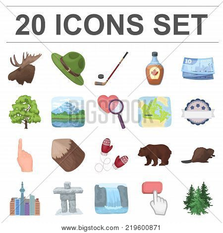 Country Canada cartoon icons in set collection for design. Canada and landmark vector symbol stock  illustration.