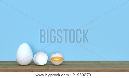 White Eggs 3D rendering celebration have fun happ easter day,Broken egg