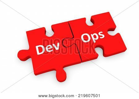 DevOps puzzle conceptual white background 3d illustration