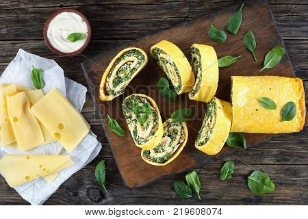 Egg And Cheese Roulade With Spinach And Feta