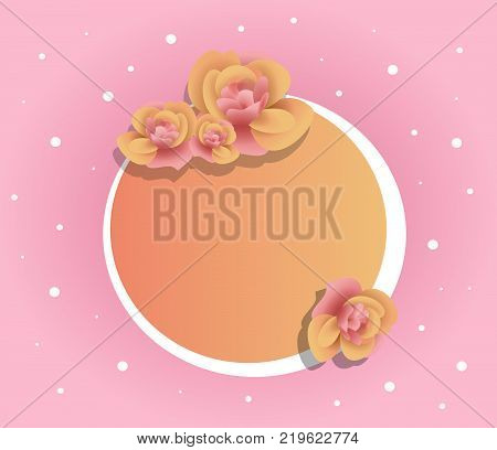 Illustration for greeting card decorated with beautiful pink flowers