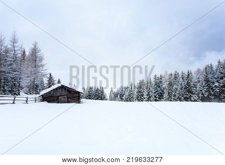 Snowy And Foggy Mountain Winter Landscape