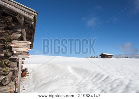Snow Mountains  And Blue Sky In South Tirol Winter Travel  Landscape