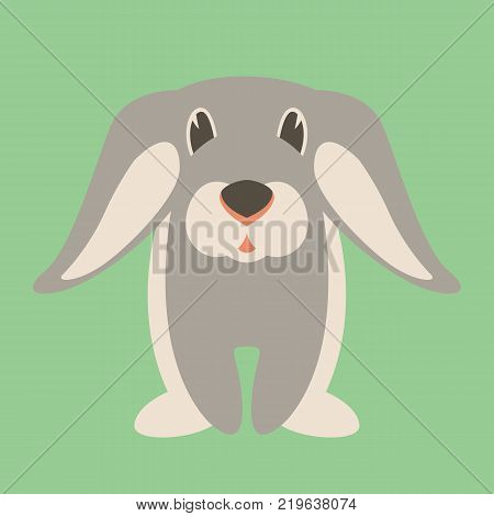 rabbit cartoon vector illustration flat style front view