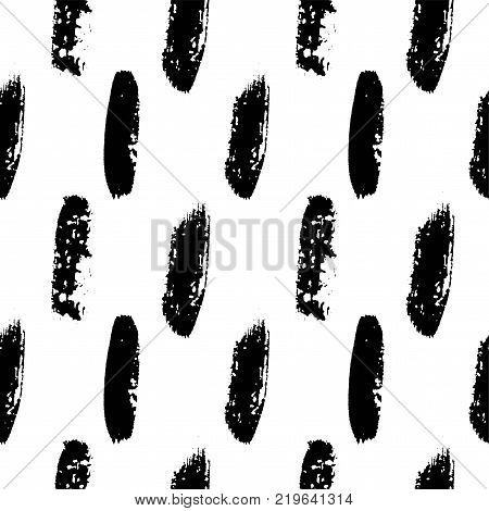Vector seamless pattern. Abstract background with hand drawn brush strokes. Ink painted hand made texture