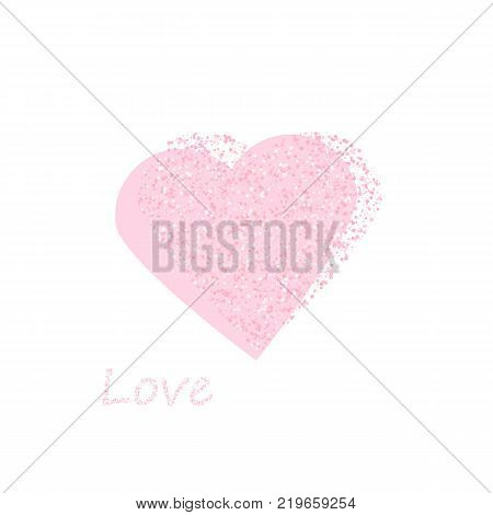 Pink heart isolated on transparent backdrop. Realistic hand made object for Valentine's Day. Vector illustration.