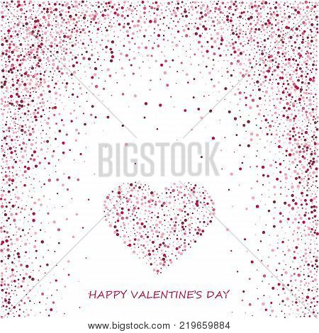 Pink heart isolated on transparent backdrop. Realistic hand made object for Valentine's Day. Vector illustration.