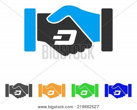 Dash Contract Hands icon. Vector illustration style is a flat iconic dash contract hands symbol with gray, green, blue, yellow color variants. Designed for web and software interfaces.