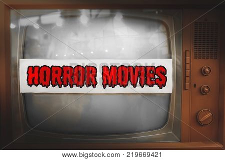 horror movies genre television label old tv text vintage retro background