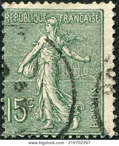 FRANCE - CIRCA 1903: A stamp printed in France depicts a sower circa 1903