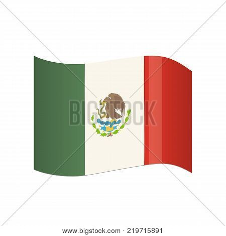 Traditional official flag of State of Mexico. Flag waving in the wind, with traditional colors and symbol that distinguishes the country. Carnival masquerade, festival in Mexico. Vector illustration.