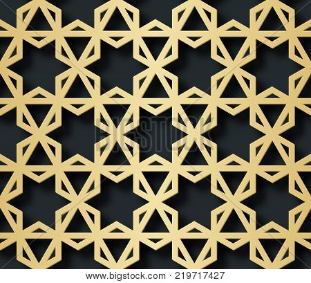 Vector arabic seamless pattern illustration with 3D effect for the festive design of the brochure, website, print.