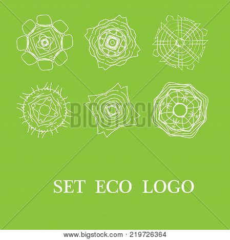Vector template for logotype design and emblem with stylized flower - icon for yoga studios, holistic medicine centers, natural cosmetics.