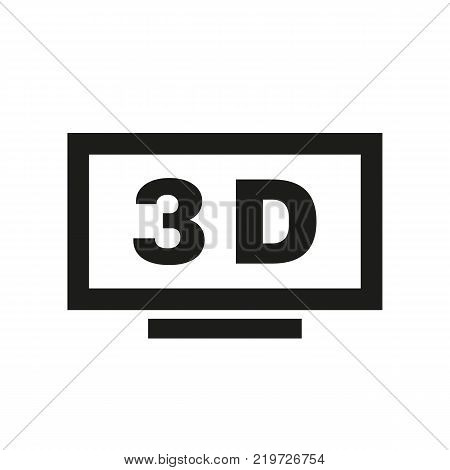 3D TV icon. Television and display, televisor symbol. Flat design. Stock - Vector illustration