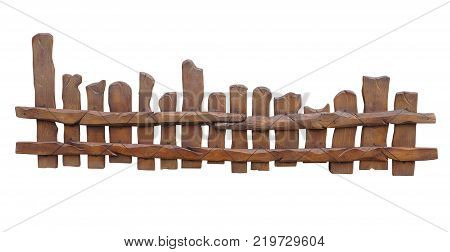 Wooden fence at ranch isolated over white background