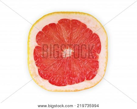Square grapefruit on a white background Single, object, Close, Cut, Cross, section, Part, Tropical,