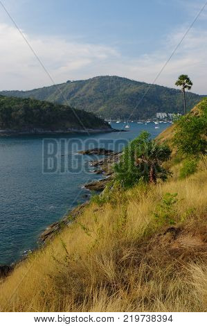 View of Yanui Beach and Koh Kaeo Noi on Phuket island, Andaman Sea in South Thailand.