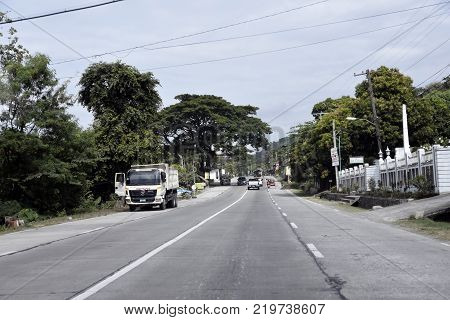 Manila, Philippines, December 12, 2017, Road From Manila To Baguio City View With Car