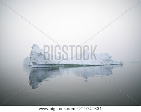 Huge arctic icebergs on arctic ocean in Greenland