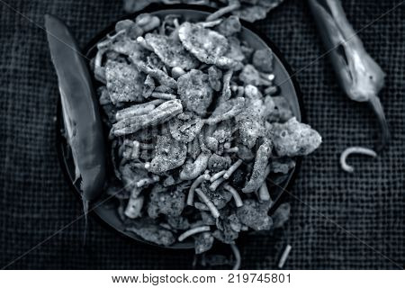 Close Up Of Indian Snack Spicy Gathiya/garlic Gathiya