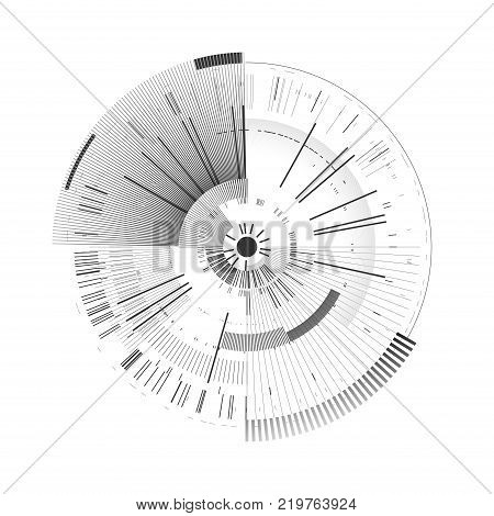 Futuristic interface element. Technology circle. Digital futuristic user interface. HUD. Sci fi futuristic template isolated on white background. Abstract vector illustration