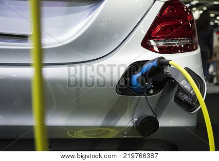 The Electric Vehecle ( EV ) charger ; selective focus