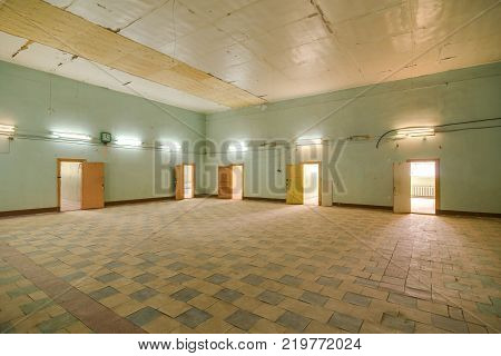 Empty warehouse office or commercial area, industrial background