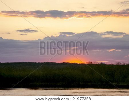 Landscape of the sunset. Beautiful sky. The colors of sunset