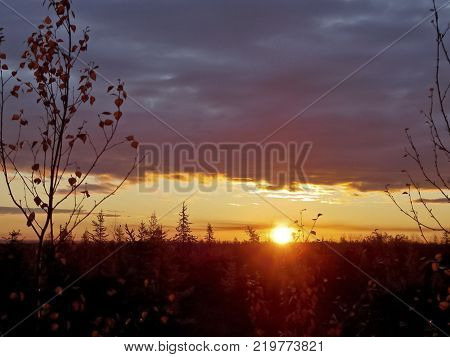 Landscape of the sunset. Beautiful sky. The colors of sunset