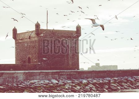 Sqala Du Port, A Defensive Tower At The Fishing Port Of Essaouira, Morocco